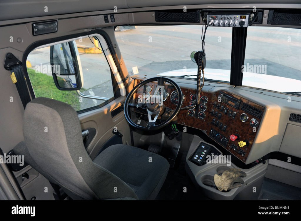 Picture of: Interior of a international tractor semi truck Stock Photo – Alamy
