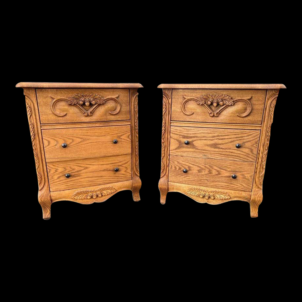 Picture of: Late th Century Oakwood Interiors Co Pair Oak Style Carved